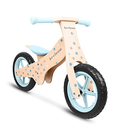 Beeloom - BUBBLE BIKE, bicicletta in legno senza pedali, cavalcabile Kinderkraft per l'equilibrio e l'apprendimento, design unisex blu, sedile regolabile, per bambini a partire dai 2 anni di età