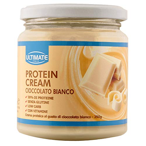 Protein Cream Cioccolato Bianco - Crema Proteica Spalmabile Col 30% Di Proteine Del Siero Del Latte - Whey Isolate Microfiltrate - Senza Glutine - Senza Zucchero - Low Carb - 250 g - Ultimate Italia