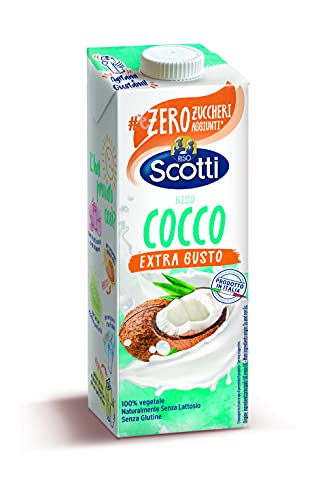 Riso Scotti - Riso Cocco Extra Gusto - Latte di Cocco con Riso senza Lattosio, senza Glutine, senza Zucchero, 100% Vegetale - 1 L
