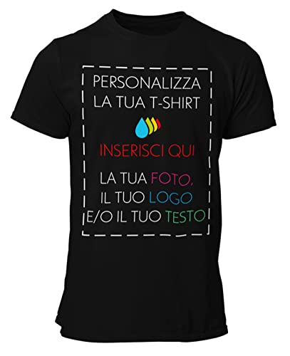 T-Shirt Personalizzata Uomo Maglietta Personalizzabile Personalizza la Tua t-Shirt con Foto, Logo e/o Testo