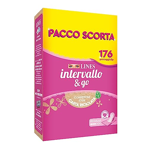 Lines Intervallo & GO Ripiegato, Pacco Scorta, Confezione da 176 Proteggislip