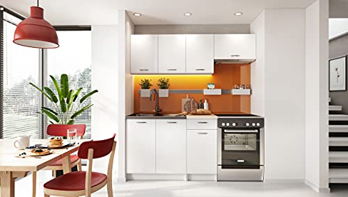 MELY Mini | Cucina Completa Modulare + Lineare L 180cm 5 pz | Piano di Lavoro Incluso | Set di mobili da Cucina per Angolo Cottura