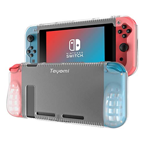 Teyomi Custodia Compatibile con Nintendo Switch, Cover Protettiva per Custodia in Silicone con 2 Fessure per Carte Da Gioco, Assorbimento Degli Urti e Antigraffio (Trasparente)