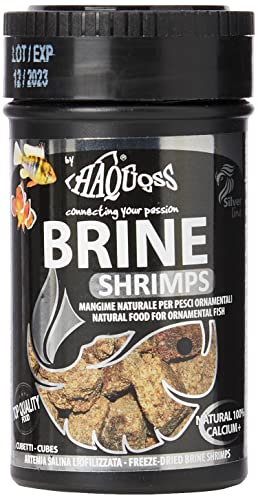 Haquoss Brine Shrimps Mangime Naturale Liofilizzato in Artemia Salina per Pesci Tropicali d'Acqua Dolce e Marina, 100 ml/8 gr