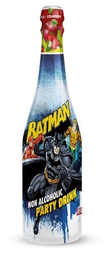 Spumante Analcolico Batman Bottiglia di Succo Mela e Fragola frizzante non Alcolico per Feste e Compleanni