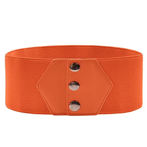 GRACE KARIN Cintura elastica da donna, 10 cm, con bottoni a pressione, ampia fascia elastica da donna per abito, Colore: arancione., M