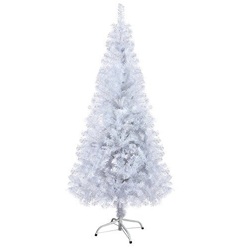Gotoll Albero di Natale Artificiale Bianco 120 cm,200 Rami,PVC Ago di Pino Effetto Realistico,Decorazione di Natale,Base Metallica