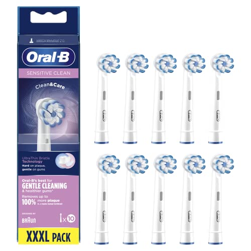 Oral-B Sensitive Clean, Testine Clean & Care per spazzolino elettrico, Fino al 100% di rimozione della placca dentale, Bianco, Confezione da 10 pezzi