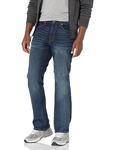 Amazon Essentials Jeans Bootcut Elasticizzati Slim Uomo, delavé Scuro, 33W / 32L