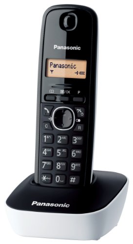Panasonic KX-TG1611JTW Telefono Cordless DECT Singolo con Base Montabile a Parete, Nero/Bianco