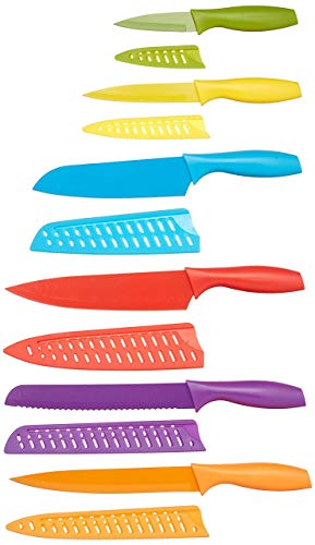 Amazon Basics - Set di coltelli colorati, 12 pezzi
