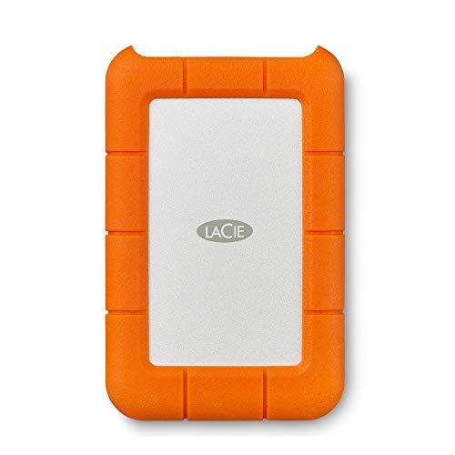 LaCie Rugged Mini, 2 TB, Hard Disk Esterno, Resistente agli Urti e alle Cadute, per PC e Mac, incl. USB-C senza cavo USB-A, Arancione/Grigio, 2 anni Rescue Services (LAC9000298)