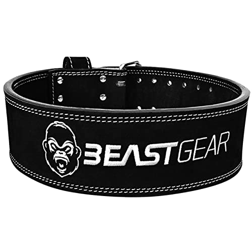 ﻿﻿Beast Gear Cintura Palestra Uomo - Cinta da Palestra Professionale in Pelle - Ideale per Sollevamento Pesi, Bodybuilding, Crossfit, Powerlifting e Squat
