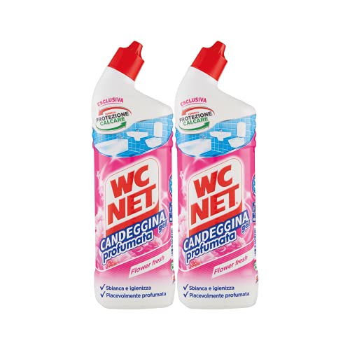 Wc Net - Candeggina Gel Profumata, Detergente per Sanitari e Superfici, Azione Sbiancante e Igienizzante, Fragranza Flower Fresh, 700 ml x 2 Pezzi