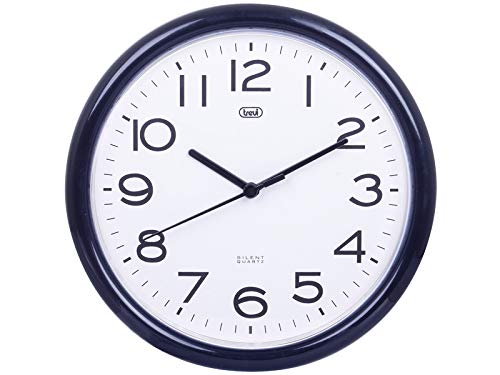 Trevi OM 3301 Orologio da Muro al Quarzo con Movimento Silenzioso Sweep, Diametro 24 cm, Nero, plastica, rotonda