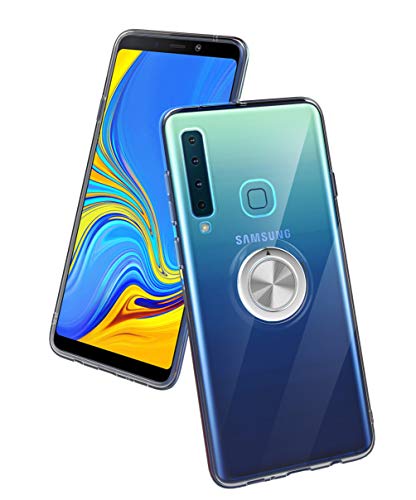 SORAKA Cover trasparente per Samsung Galaxy A9 2018 con anello rotante a 360 gradi e piastra metallica per Supporto Auto Smartphone Magnetico,Custodia in TPU trasparente Ultrasottile