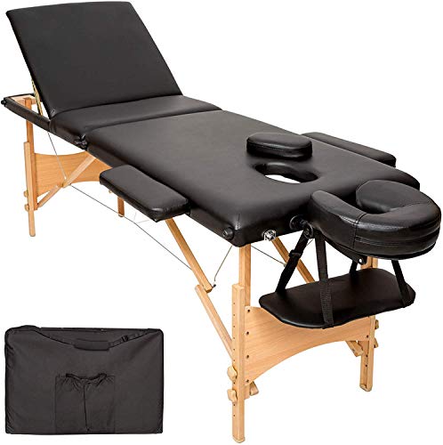 FRANKYSTAR Lettino Massaggi Professionale per estetista e fisioterapia 3 Zone in PU nera Struttura pieghevole in legno ed acciaio. Borsa inclusa
