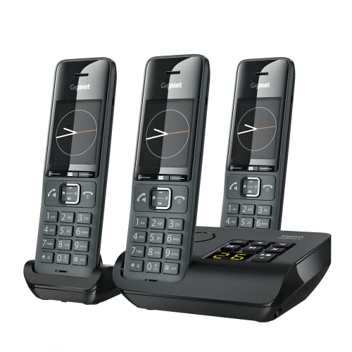 Gigaset COMFORT 520A Trio - 3 telefoni cordless con segreteria telefonica - elegante - migliore qualità audio con funzione vivavoce - protezione chiamate - rubrica con 200 contatti, nero titanio