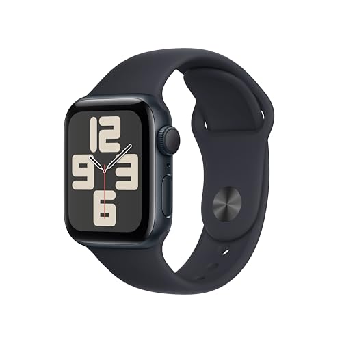 Apple Watch SE (2ª generazione, 2023) GPS 40 mm Smartwatch con cassa in alluminio color mezzanotte e Cinturino Sport mezzanotte - S/M. Fitness tracker, monitoraggio del sonno, Rilevamento incidenti