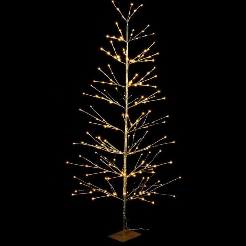 Albero Natalizio Luminoso Oro con 232 Luci Led Bianco Caldo - Albero di Natale Artificiale per Interni ed Esterni Altezza 1,8 Metri Rami Luminosi - Albero di Natale con Luci Incorporate