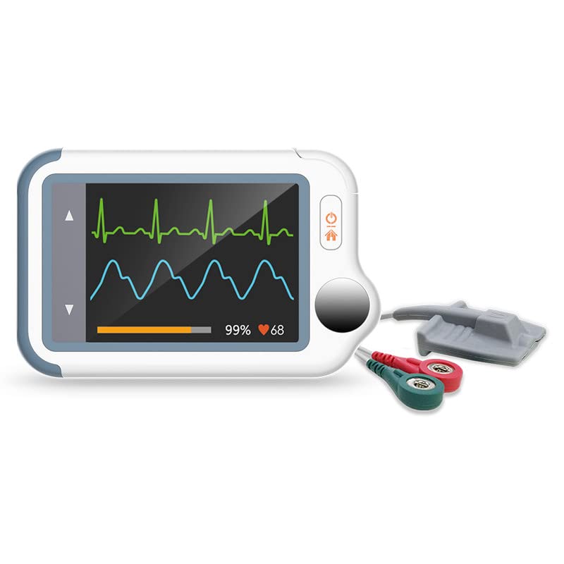 ViATOM Checkme Lite Plus ECG Portatile Professionale con Pulsossimetro, Registrazione Simultanea di 20s ECG e SpO2, Bluetooth Saturimetro Da Dito per Neonati per Applicazioni iOS e Android