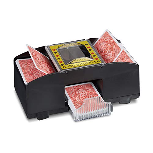 Relaxdays 10020520 - Mescolatore automatico di carte da gioco da 2 mazzi, Per carte da gioco standard fino a 9 x 6,5 cm