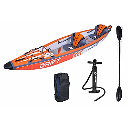 Zray Kayak Drift - Kayak Gonfiabile - per 2 persone - 100% Dropstitch - 426 x 81 cm, arancione