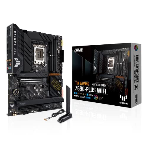 ASUS TUF Gaming Z690-PLUS WIFI Scheda Madre ATX, Intel Z690, LGA1700, DDR5, PCI 5.0, 2.5Gb LAN, WIFI 6, Realtek 7.1 Sorround, 4xM.2, SATA 6GB/s, Aura Sync RGB, Nero