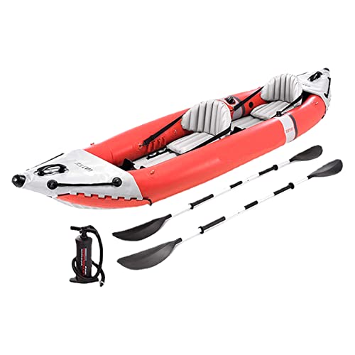 Kayak Portatile Pieghevole, Barca A Remi in Canoa Gonfiabile per 2 Persone, con Remi in Alluminio E Pompa A Mano, per Surf, Pesca, Salvataggio in Acqua, Manutenzione della Comunicazione,Red