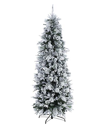 BIZZOTTO Albero di Natale Artificiale Slim Sottile Stretto Innevato Bianco Realistico 210 cm Dresda