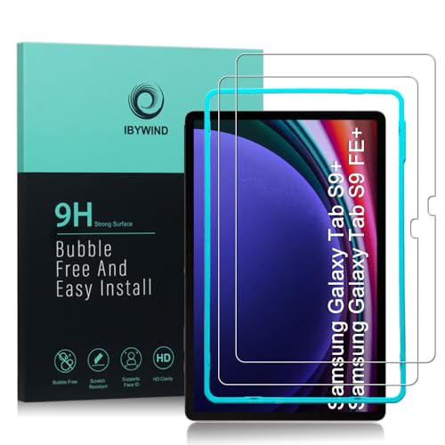 IBYWIND Pellicola Protettiva per Samsung Galaxy Tab S9+/S9 Plus/S9 FE+(12,4 Pollici),con 2 Pezzi in Vetro Temperato,Facile da installare,Durezza 9H
