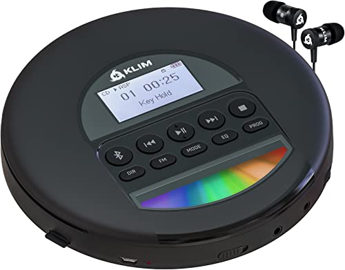 KLIM Nomad - Lettore cd portatile - Batteria a Lunga Durata - Include Auricolari KLIM Fusion - Compatibile con CD-R, CD-RW, MP3 - Lettore SD, Radio FM, Bluetooth - Ideale per Auto - Hi-Fi - Nuovo 2022