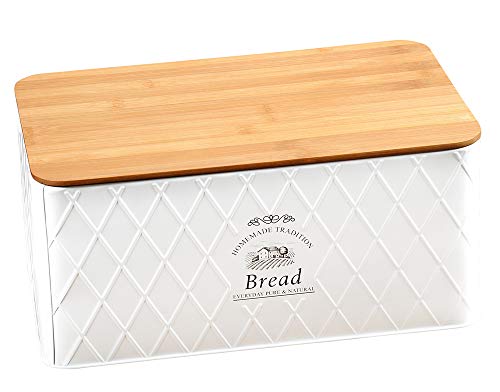 KESPER 18045 - Cestino per il pane in metallo, Bianco, 32 x 15 x 21 cm