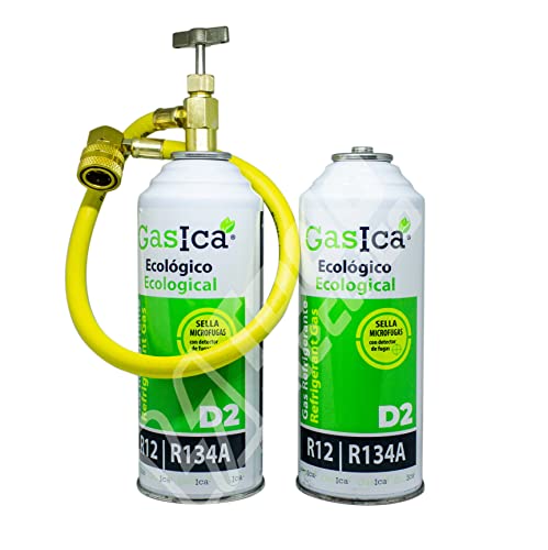 Todoelectrico – Confezione di gas refrigerante organico per gasatore D2 sostitutivo R12/R134a, 311,8 g per aria condizionata più tubo più valvola rapida per auto