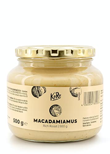 KoRo - Crema di noci di Macadamia tostate 100% 500 g - burro spalmabile senza zucchero e senza olio, pasta di frutta secca senza glutine, per dolci, gelati e muesli