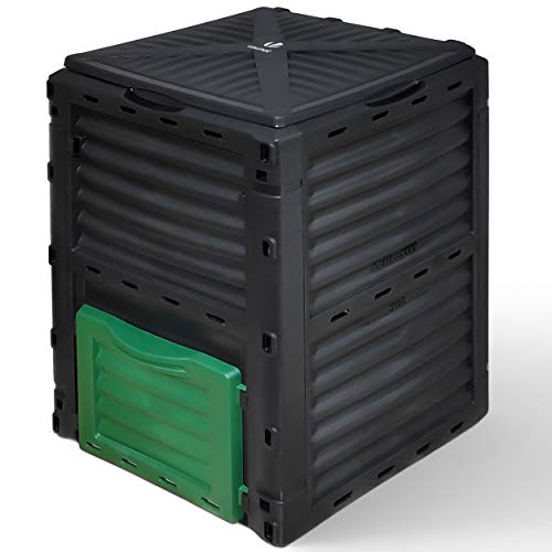 VOUNOT Compostiera da Giardino, 300L Composter da Esterno, Nero e Verde