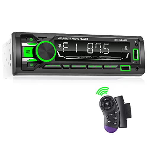 Autoradio Bluetooth, Stereo Auto Radio Lettore MP3 Per Auto LCD 1 DIN Vivavoce Chiave Luminosa Display Orologio Supporta FM/ MP3/SD/AUX-IN/EQ/Display Orologio/Telecomando, Due porte USB