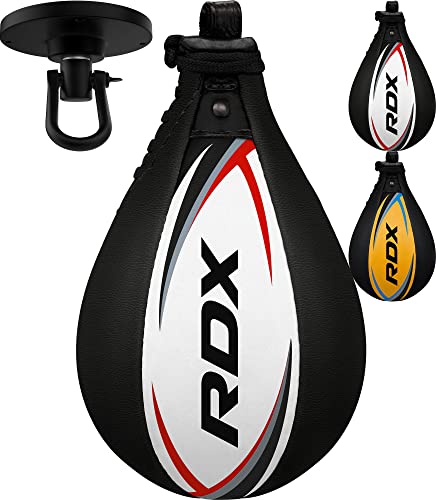 RDX Palla Veloce Boxe, Vacchetta Pelle Speedball, Pera da Boxe con Gancio Soffitto per Muay Thai MMA Pugilato Sacco Punzonatura Allenamento di Velocità Combattimento Sport Fitness Boxing Speed Bag