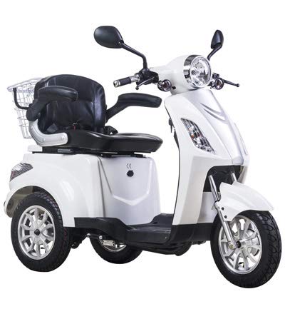 Scooter elettrico, veicolo,scooter per anziani ed disabili, Senior, Triciclo, Z-Tech Trilux ZT15 (ZT-15-A) con Differenziale 500 W 25 km/h - Bianco-