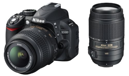 Nikon D3100 Fotocamera Reflex con Obiettivi 18-55 VR e 55-300 VR, Colore Nero