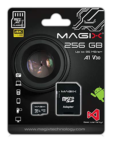 Magix Solutions Micro SD Card 256 GB Magix 4K Series Class 10 V30 + SD Adapter fino a 95MB/S