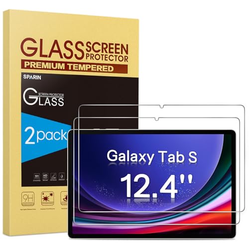 SPARIN Vetro temperato per Samsung Galaxy Tab S7 FE/Tab S9 Plus/Tab S9 FE Plus,Tab S8 Plus/S7 Plus 12,4 pollici, 2 pezzi pellicola di protezione schermo per Tab S9+ / S9 FE+ / S8+ / S7 +