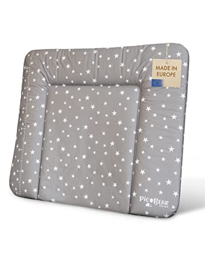 pic Bear - Fasciatoio, facile da pulire, materassino per fasciatoio, cuscino per fasciatoio, 85 x 72 cm, motivo stelle, grigio-bianco