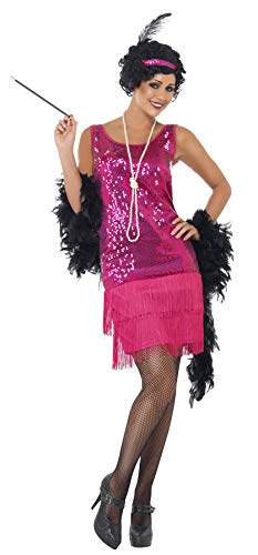 Smiffys Costume da Charleston, rosa acceso, con abito, cerchietto, collana, Modelli/Colori Assortiti, 1 Pezzo