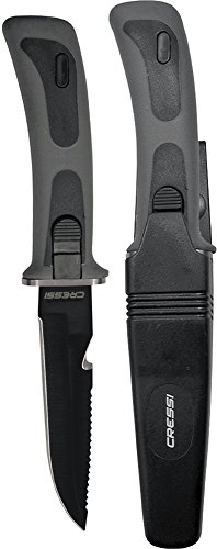 Cressi Vigo Knife, Coltello Professionale Subacqueo per Immersioni e Apnea Unisex – Adulto, Nero/Grigio Lama Nera, 23.5 cm