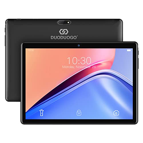 DUODUOGO Tablet 10 Pollici Android 10.0 Originale 3GB RAM 32GB ROM +Espanso 128GB con Schermo IPS HD Quad Core 1.6GHz Tablets Dual LTE SIM con WIFI | 8000mAh | Bluetooth | GPS |Type-C-Nero