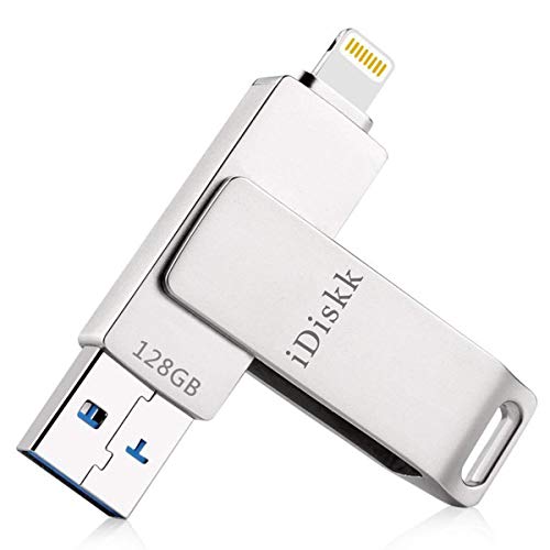 iDiskk 128GB Chiavetta lightning USB per iPhone Chiave fotografica certificata MFi per iPad, pendrive esterna per chiavetta di memoria di backup iPhone per iPad/iPhone Mac e PC
