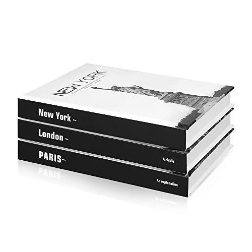 Eufrozy Libri Decorativi di Moda con Copertina Rigida, NEW YORK | LONDON | PARIS Libri da Tavolino 3 Pezzi con Pagine Vuote, Libri da Esposizione per la Decorazione del Soggiorno Moderno