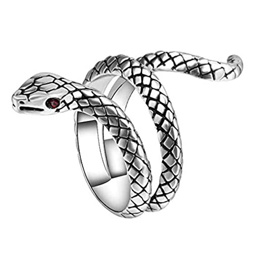 Aukmla Anello a serpente vintage in argento gotico punk anello aperto regolabile retrò anello anello animale gioielli per donne e uomini, 1 Count (Pack of 1), Rame