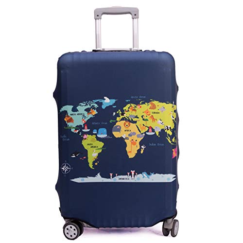 Maddy's Home Elastica Suitcase Cover Proteggi bagagli luggage Cover,Pop Gatto (Map, L (Fit 26'-28' suitcase))